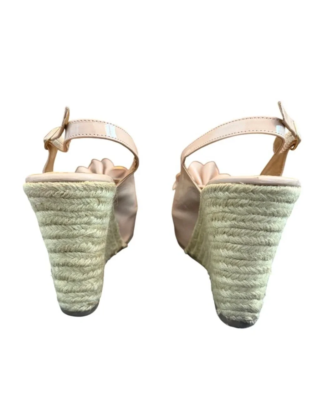 Candies Womens Pink Wedge Sandals Size 10M With Floral Detail & Espadrille Platf